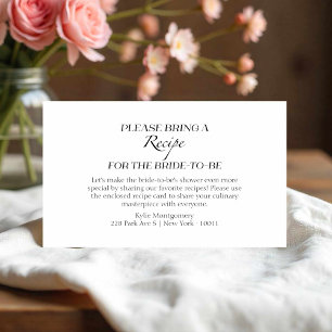 Recipe Request Black & White Bridal Shower Enclosure Card