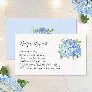 Recipe Request Blue Hydrangea Enclosure Card