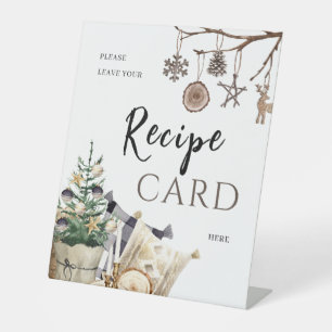 Recipe Request Boho Winter Bridal Shower Table Pedestal Sign