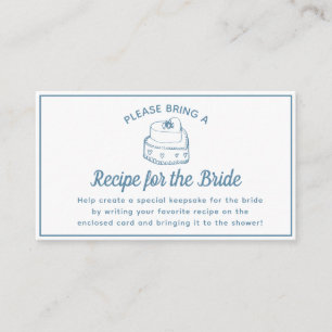  Recipe Request Card for Bridal Shower Dusty Blue