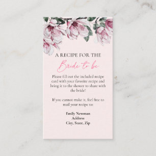 Recipe Request Pink Floral Bridal Shower Enclosure Card