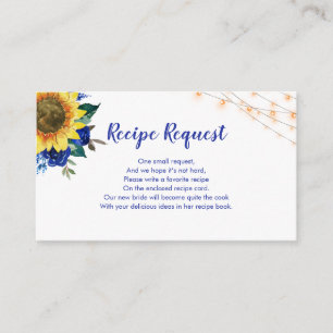 Recipe Request Sunflower Blue Rose Enclosure Card
