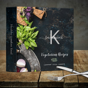 Recipe rustic cooking food vegitarian monogram binder