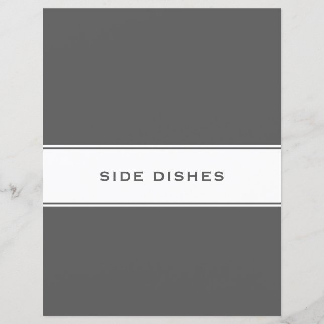 Recipe Subject Divider | Side Dish | Grey & White (Front)