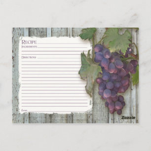 Recipe to Share Bridal Shower Wine Vineyard Grapes Postcard