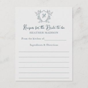 Recipe Vintage Crest Regency Bridal Shower Enclosure Card