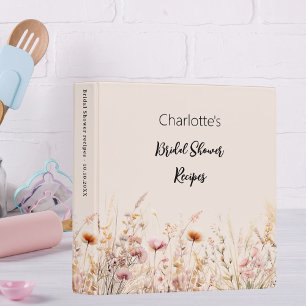 Recipe Wildflowers beige pink Bridal Shower Binder
