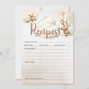 RECIPES Baby Shower Game Cute Bear Invitation