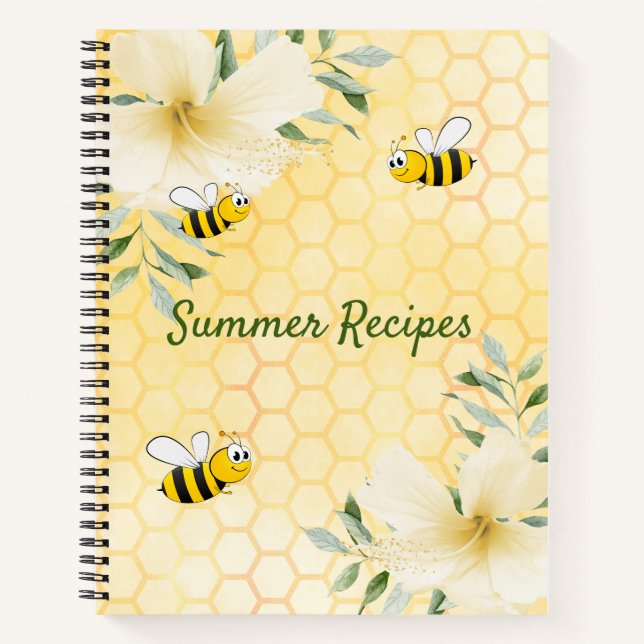 Recipes bees yellow honeycomb summer notebook (Front)
