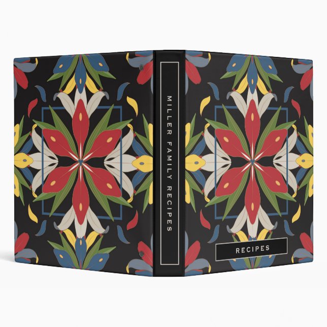 Recipes | Black & Colourful Kitchen Tile Design Binder (Background)