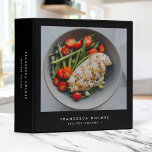 Recipes Black Modern Stylish Photo Binder<br><div class="desc">A minimalist elegant recipe binder featuring a large photo on a black background with modern typography. The text and your recipe photo can easily be uploaded for a design as unique as your bespoke recipe collection!</div>