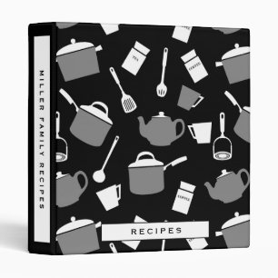 Recipes Black White & Grey Kitchen Pattern Binder