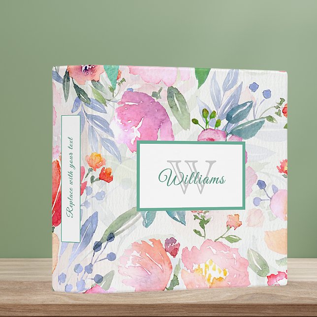 Recipes blush pink florals family name binder (Creator Uploaded)