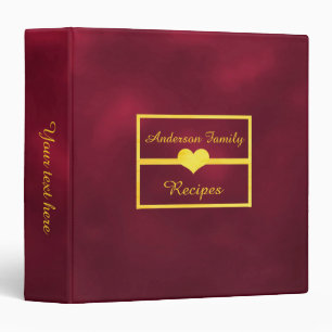 Recipes burgundy gold family cookbook monogram binder