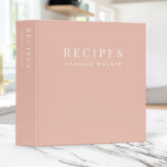 Recipes | Elegant Blush Pink Feminine Binder<br><div class="desc">A simple stylish custom recipe binder design in white minimalist typography on an elegant minimalist soft peachy coral blush pink background. The text can easily be personalized to make a design as unique as you are! The perfect bespoke gift or accessory! #recipes #binder</div>