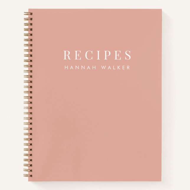 Recipes | Elegant Blush Pink Feminine Recipe Notebook (Front)