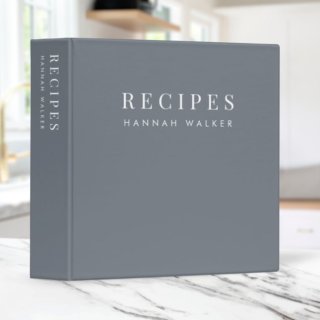 Recipes | Elegant Chic Stone Gray Sophisticated Binder