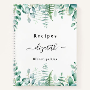 Recipes eucalyptus greenry woodland name notebook