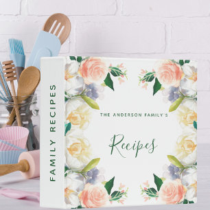 Recipes family blush florals binder