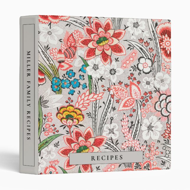 Recipes | Family Name | Elegant Blooming Floral Binder (Front/Spine)