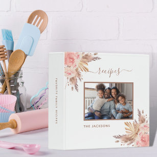 Recipes family photo pampas grass pink florals binder