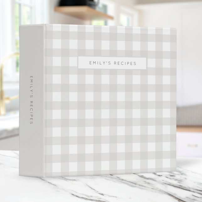Recipes | Gingham Pattern Gray and White Binder (Creator Uploaded)