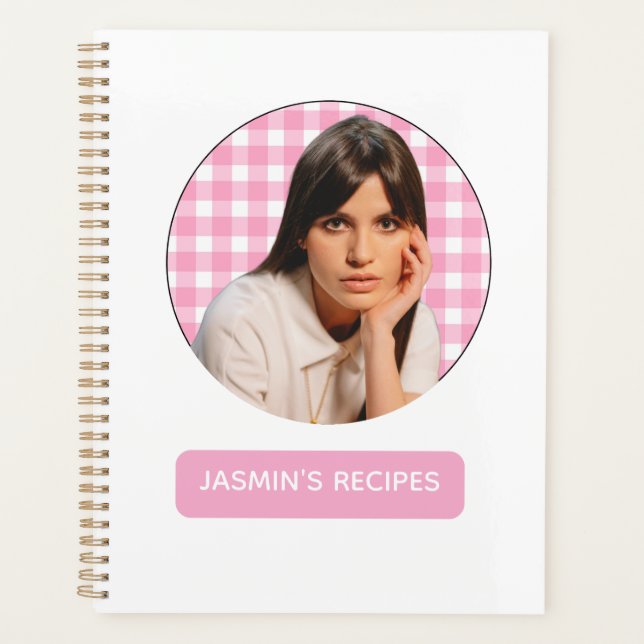 Recipes | Gingham Pattern pink and White  Planner (Front)