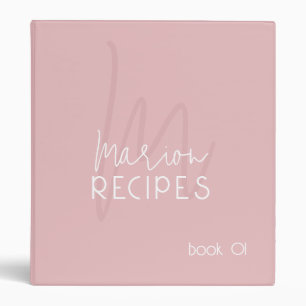 RECIPES GRAYISH PINK 3 RING BINDER