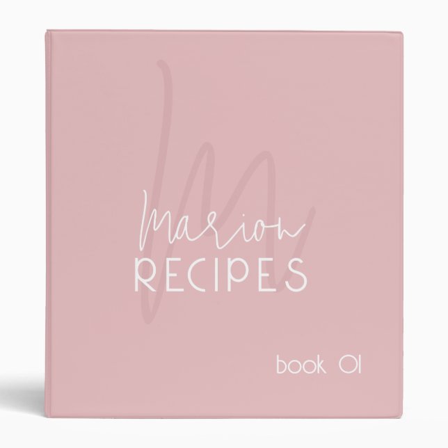 RECIPES GRAYISH PINK 3 RING BINDER (Front)