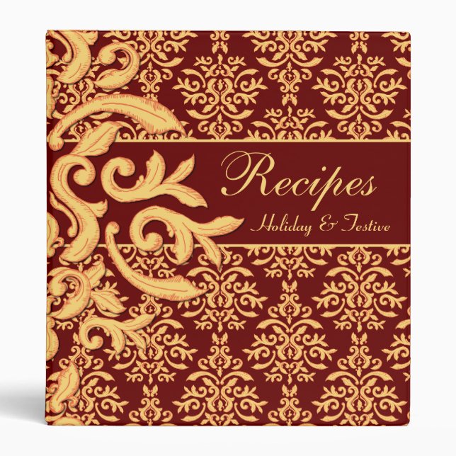 Recipes Holidays & Special Occasions Gilded Damask Binder (Front)