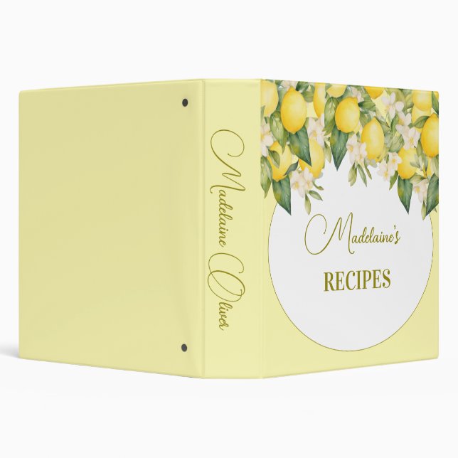 Recipes Lemon Floral Citrus Modern Personal  Binder (Background)