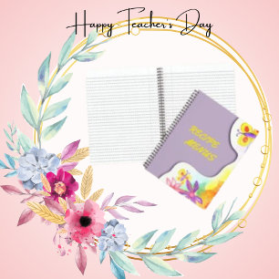 Recipes Menus, Yellow Watercolor Butterfly Notebook