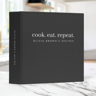 Recipes   Minimalist Charcoal Gray Cook Eat Repeat Binder