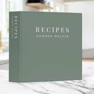 Recipes   Minimalist Elegant Forest Green Binder