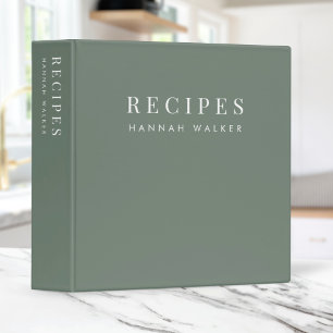Recipes Minimalist Elegant Forest Green Binder