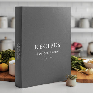 Recipes Minimalist Medium Grey 1.5-inch Chef Binder