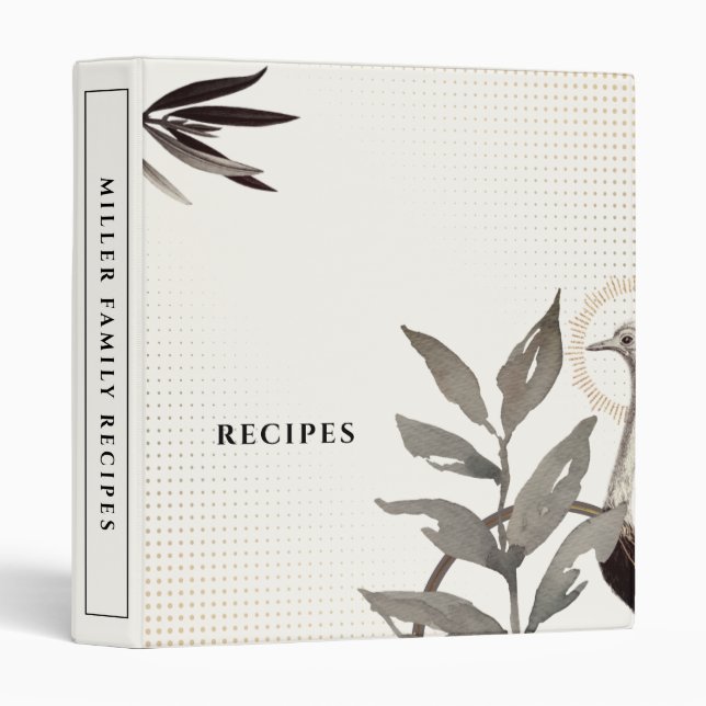 Recipes | Modern Watercolor Leaves | Ivory Binder (Front/Spine)