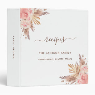 Recipes pampas grass blush pink floral family binder