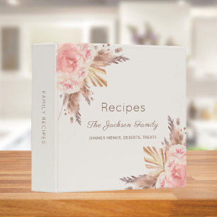 Recipes pampas grass pink beige floral family binder