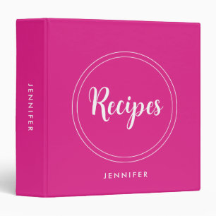 Recipes Pink & White Template Name Monogram Family Binder
