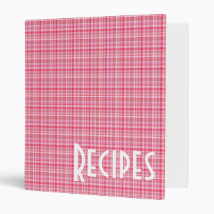 Recipes Red and Pink Plaid Binder
