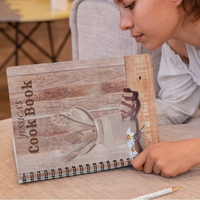 Recipes Rustic Kitchen Daisy Personalized Notebook (Creator Uploaded)