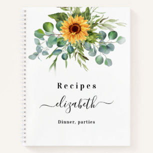 Recipes sunflower eucalyptus greenry script name notebook