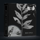 Recipes | Watercolor Leaves | Black Binder<br><div class="desc">Modern recipe cookbook binder for organizing your family's recipes, meal planning or other subject. Features an artistic abstract design in a black colour palette with grey accents and custom coordinating text. Shown with "RECIPES" on the front cover in stylish typography and custom family name recipes on the spine, this modern...</div>