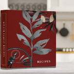 Recipes | Watercolor Leaves | Burgundy & Grey Binder<br><div class="desc">Modern recipe cookbook binder for organizing your family's recipes, meal planning or other subject. Features an artistic abstract design in a burgundy and grey colour palette with black accents and custom coordinating text. Shown with "RECIPES" on the front cover in stylish typography and custom family name recipes on the spine,...</div>