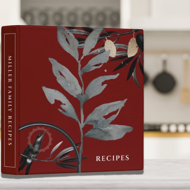 Recipes | Watercolor Leaves | Burgundy & Grey Binder (Creator Uploaded)
