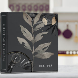 Recipes   Watercolor Leaves   Charcoal Gray Binder