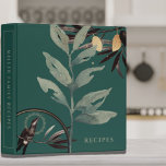 Recipes | Watercolor Leaves | Green & Gold Binder<br><div class="desc">Recipe cookbook binder for organizing your family's recipes, meal planning or other subject. Features an artistic abstract design in a green and gold colour palette with black accents and custom coordinating text. Shown with "RECIPES" on the front cover in stylish typography and custom family name recipes on the spine, this...</div>