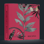 Recipes | Watercolor Leaves | Magenta Binder<br><div class="desc">Modern recipe cookbook binder for organizing your family's recipes, meal planning or other subject. Features an artistic abstract design in a trendy magenta and black colour palette with grey accents and custom coordinating text. Shown with "RECIPES" on the front cover in stylish typography and custom family name recipes on the...</div>
