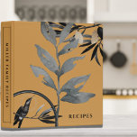 Recipes | Watercolor Leaves | Mustard Binder<br><div class="desc">Modern recipe cookbook binder for organizing your family's recipes, meal planning or other subject. Features an artistic abstract design in a golden mustard yellow and black colour palette with grey accents and custom coordinating text. Shown with "RECIPES" on the front cover in stylish typography and custom family name recipes on...</div>